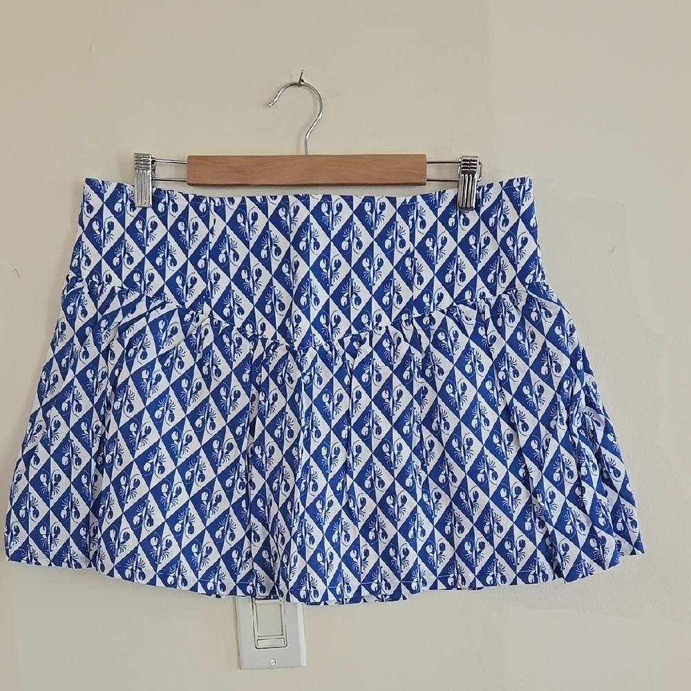 Corey Lynn Calter Blue and White Lobster Print Skort